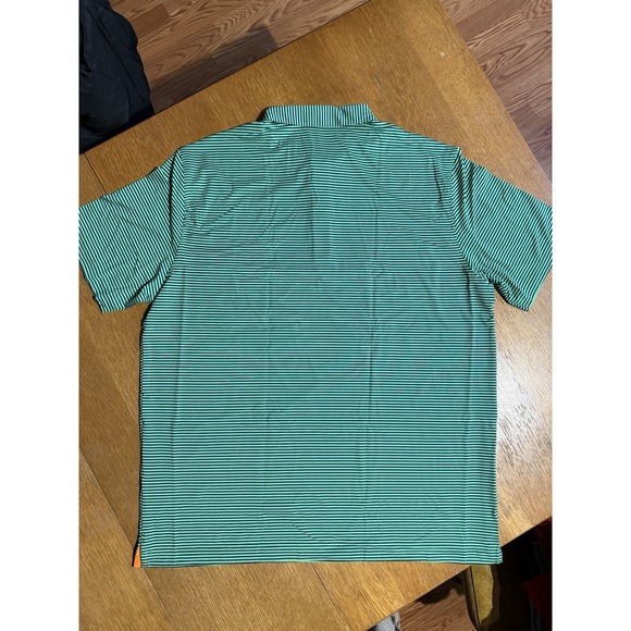 Michael Rouen Polo Shirt Mens 2XL Green 2-tone Striped Performance Golf Dry Fit - Picture 8 of 10